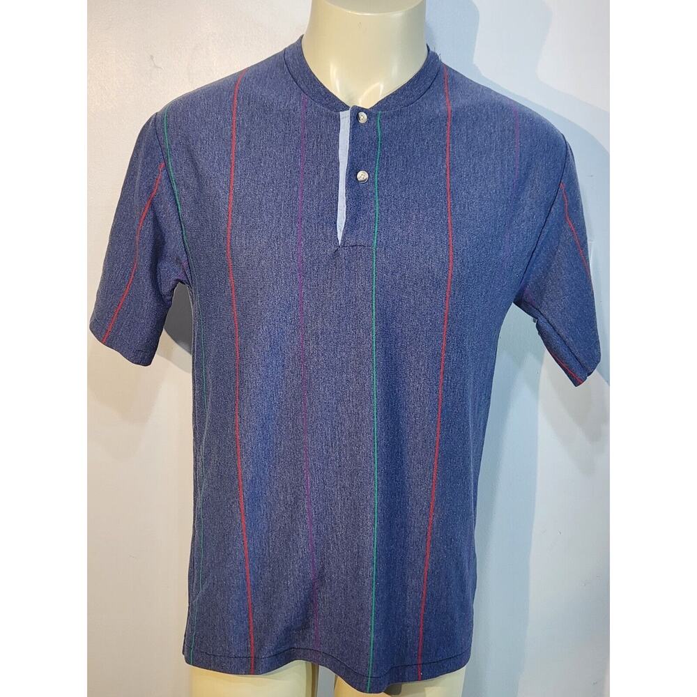 Original Denim Tops Chesterfield Mens Vintage T-Shirt Blue Pin Stripe Large